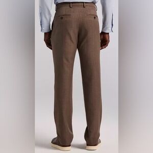 Perry Ellis Portfolio Men's Straight Dress Pants in Brown - Classic Tailored Fit